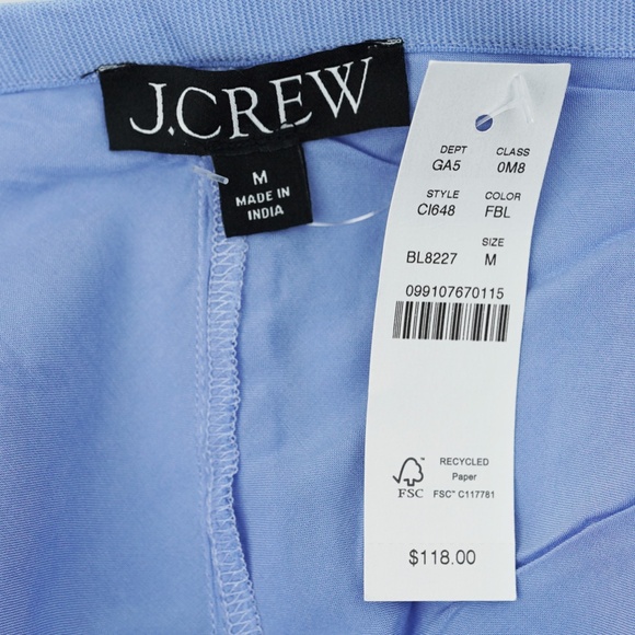 New J.CREW Size M Gwyneth Slip Skirt in Linen French Blue $118 CI648 - Picture 2 of 2